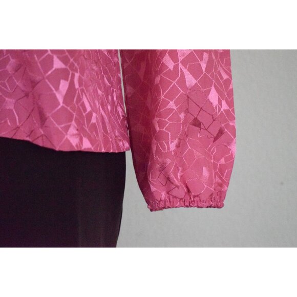 Vintage 80s Pink Polyester Blouse | size‎ S - Picture 6 of 10
